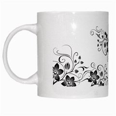 Coffee Mug-Black flower pattern - White Mug