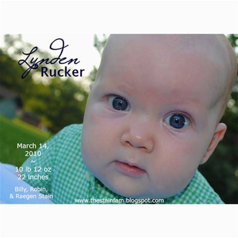 Lynden Rucker Announcement By Robin 7 x5  Photo Card - 5