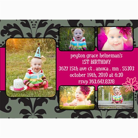 Peyton s First Birthday Invites By Sarah Heineman 7 x5  Photo Card - 10