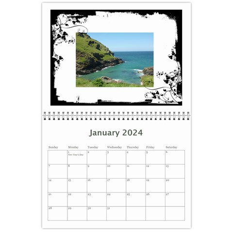 Classic Swirly Grunge  2024 Calendar  By Catvinnat Jan 2024
