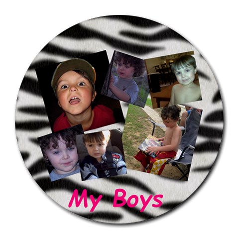Boys Mousepad By Stacie Bennett 8 x8  Round Mousepad - 1