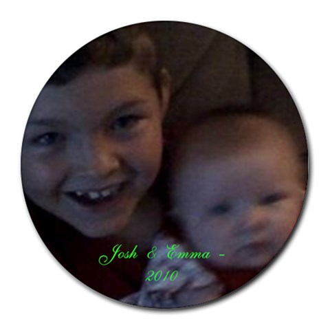 Josh And Emma By Christy Spaulding 8 x8  Round Mousepad - 1