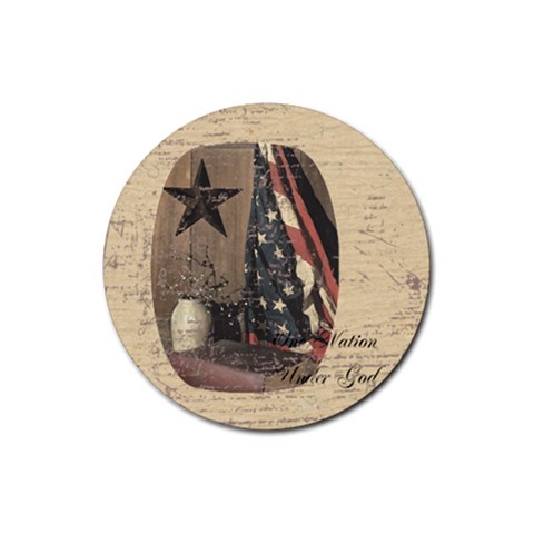 One Nation Under God Round Coaster By Trina Embly Front