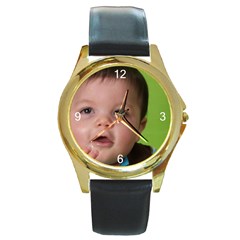 Round Gold Metal Watch