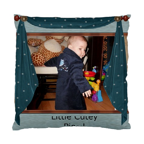 Blue Curtain Design Pillow By Lil Back