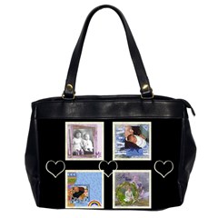 Black & white hearts bag - Oversize Office Handbag (2 Sides)