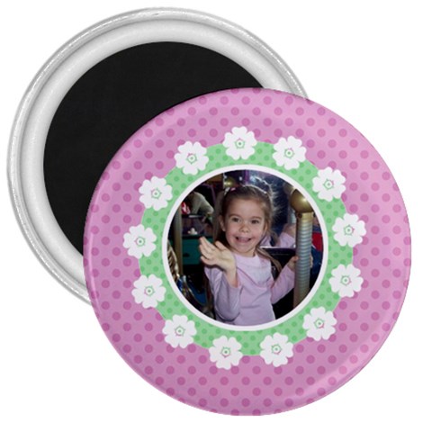 Pink & Green Flower Magnet By Klh Front