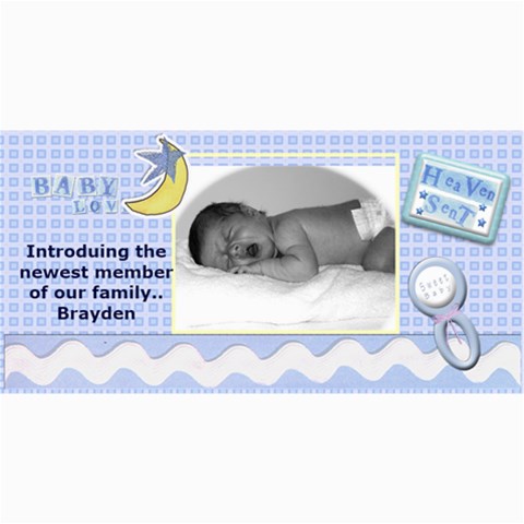 Baby Boy Announcement Template By Danielle Christiansen 8 x4  Photo Card - 5