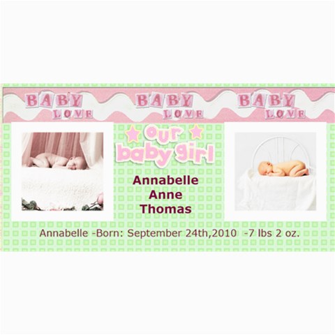 Baby Girl Announcement Template By Danielle Christiansen 8 x4  Photo Card - 1