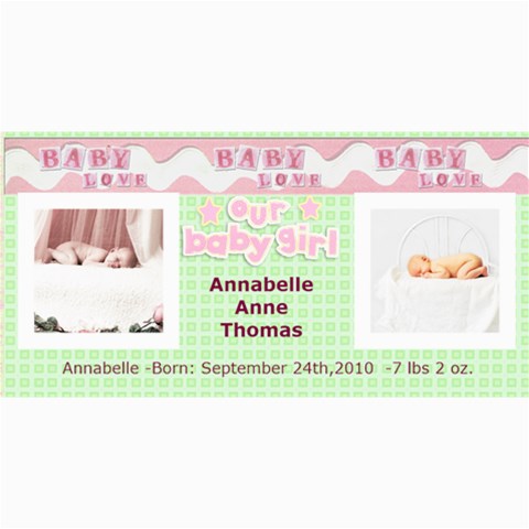 Baby Girl Announcement Template By Danielle Christiansen 8 x4  Photo Card - 6