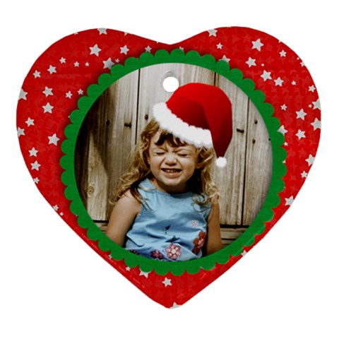 Santa Hat Heart Ornament By Mikki Front