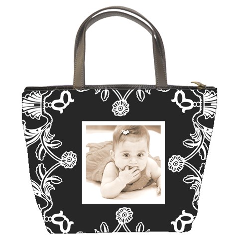 Art Nouveau Black & White Bucket Bag By Catvinnat Back