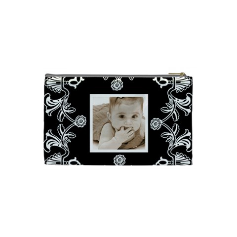 Art Nouveau Black & White Small Cosmetic Bag By Catvinnat Back