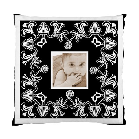 Art Nouveau Black & White Cushion By Catvinnat Back