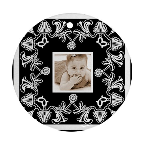 Art Nouveau Black & White Round Ornament By Catvinnat Back