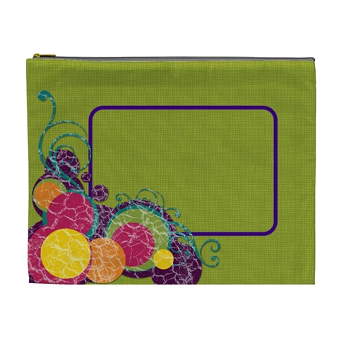 Green & Circles Xl Cosmetic Bag By Klh Front