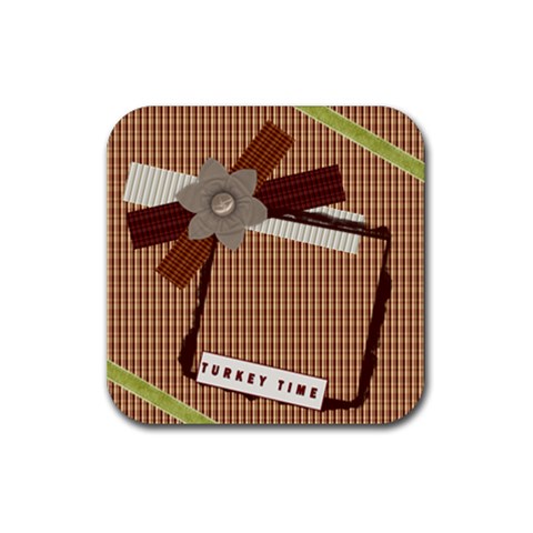Turkey Time Thanksgiving Coaster By Danielle Christiansen Front