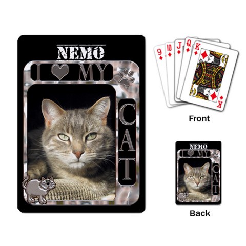 I Love My Cat Playing Cards By Lil Back