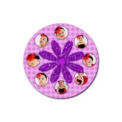 flower round coaster template - Rubber Round Coaster (4 pack)