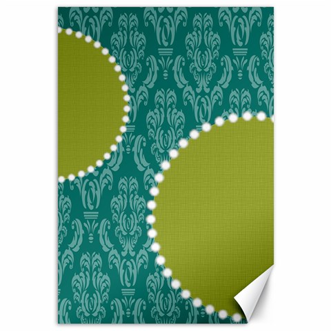 Green & Blue Damask 18x12 Canvas By Klh 11.88 x17.36  Canvas - 1