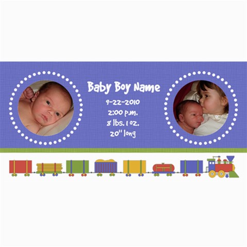 Baby Boy Train Birth Announcement By Klh 8 x4  Photo Card - 8