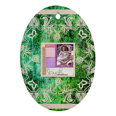 Art Nouveau Green Lace Oval Ornament By Catvinnat Back