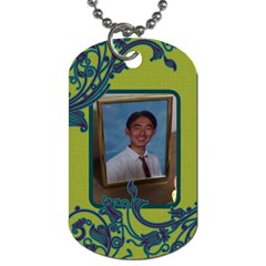 Green with Blue Swirls Dog Tag - Dog Tag (Two Sides)