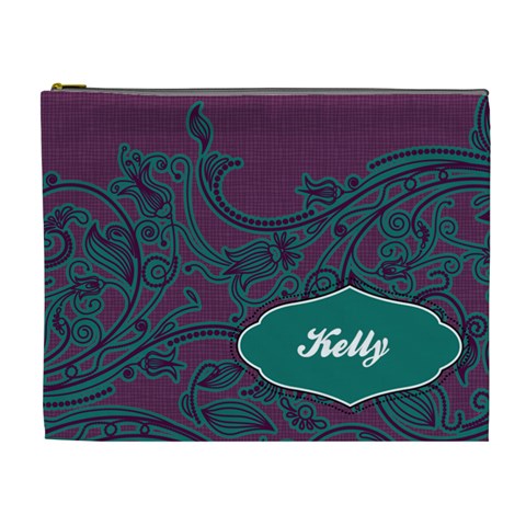 Purple & Turquoise Xl Cosmetic Bag By Klh Front