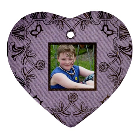 Classic Purple & Black Lace Heart Ornament By Catvinnat Front
