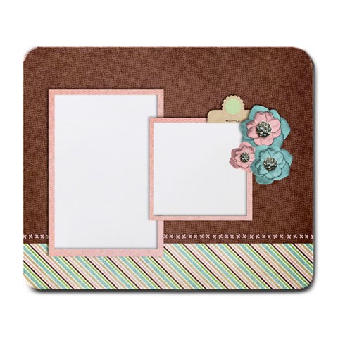 Pink & Blue Flowers Mousepad By Mikki Front