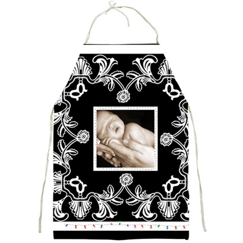 Black & White Christmas Lights Full Print Apron By Catvinnat Front