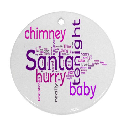 Santa Baby Round Christmas Ornament 2 Bright Pink & Purple By Catvinnat Front