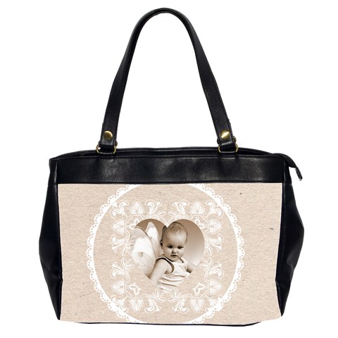 Lacy Heart Latte Oversized Office Bag By Catvinnat Front