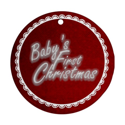 Baby s First Christmastraditional Claret & White Round Ornament By Catvinnat Front