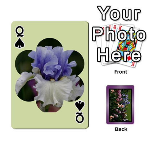 Queen Iris 54 Design Card Deck Purple By Ellan Front - SpadeQ