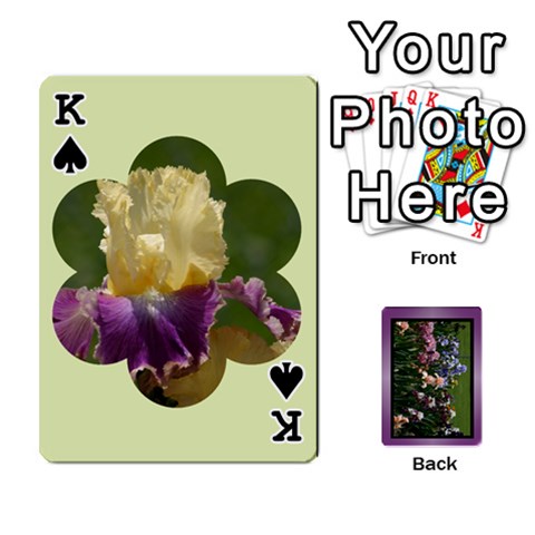 King Iris 54 Design Card Deck Purple By Ellan Front - SpadeK