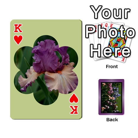 King Iris 54 Design Card Deck Purple By Ellan Front - HeartK