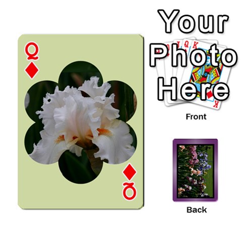 Queen Iris 54 Design Card Deck Purple By Ellan Front - DiamondQ