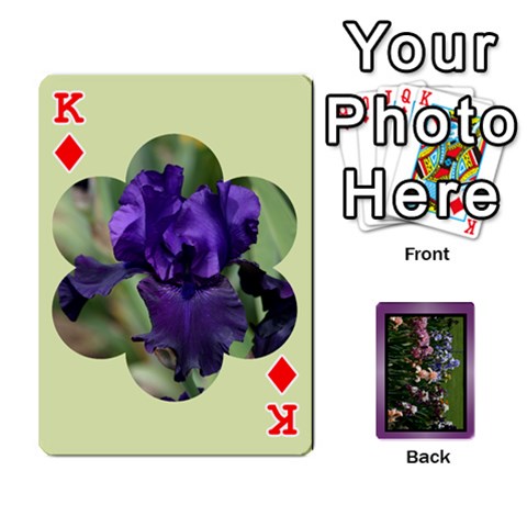 King Iris 54 Design Card Deck Purple By Ellan Front - DiamondK