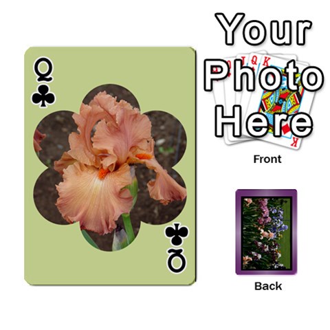 Queen Iris 54 Design Card Deck Purple By Ellan Front - ClubQ