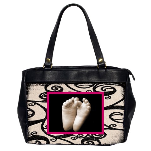 Fantasia Pink Frame Black & Beige Oversized Handbag By Catvinnat Front