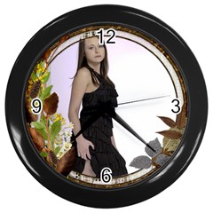 Harvest Leaves Wall Clock - Wall Clock (Black)