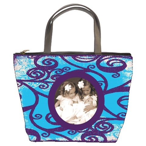 Fantasia Funky Blue & Purple Bucket Bag By Catvinnat Front