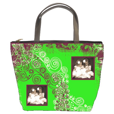 Fantasia Funky Acid Lime & Purple Bucket Bag By Catvinnat Front