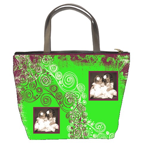 Fantasia Funky Acid Lime & Purple Bucket Bag By Catvinnat Back