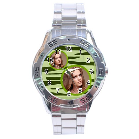 Stainless Analogue Green Twin Frame Camo Watch By Catvinnat Front