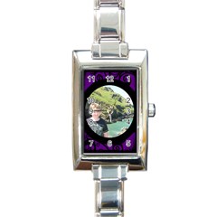 Fantasia classic purple rectangle charm watch - Rectangle Italian Charm Watch