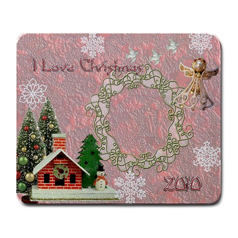 I Love Christmas Pink Remember When Large Mousepad By Ellan Front