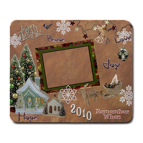 Merry Christmas Gold Village Remember When Large Mousepad By Ellan Front