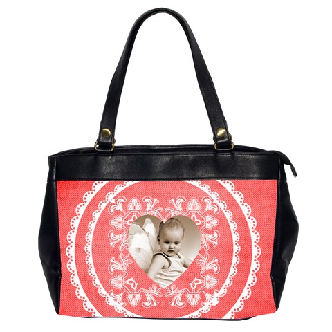 Lacy Heart Red Valentines Oversized Office Bag 2 By Catvinnat Front